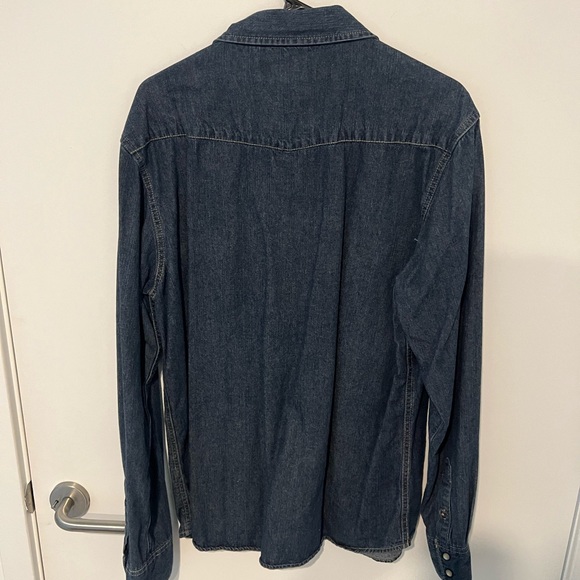 Men's Dark Blue Denim Shirt Jacket - Picture 2 of 2